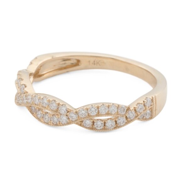 ORO LEONI 14kt Gold Diamond Swirl Band Ring - Picture 1 of 4